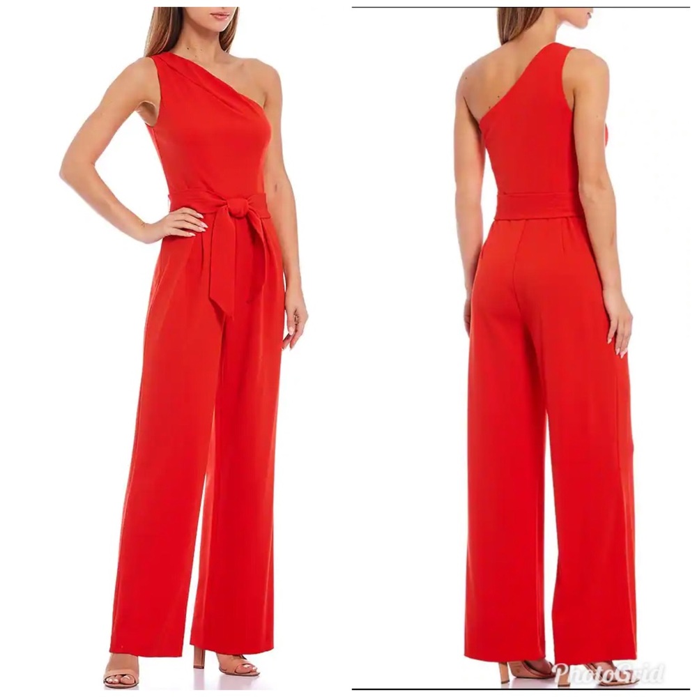 Antonio Melani Carlos One Shoulder Jumpsuit Red
